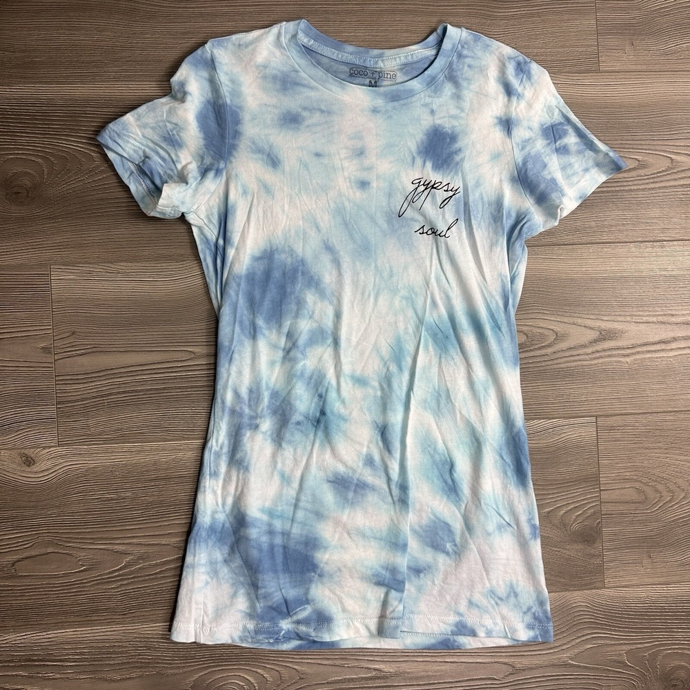 coco + pine Blue Tie‎ Dye Gypsy Soul Fitted Shirt - SIZE M